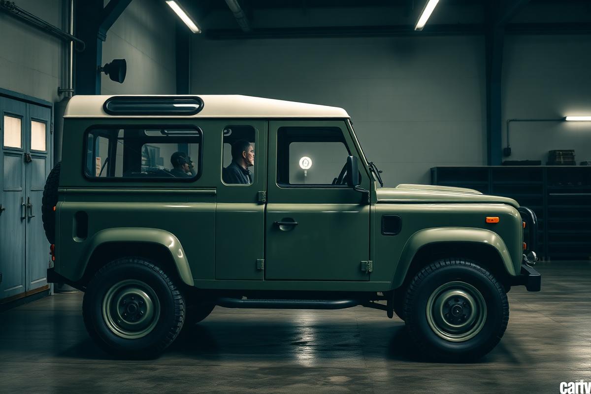 Classic Land Rover 4x4 in the workshop